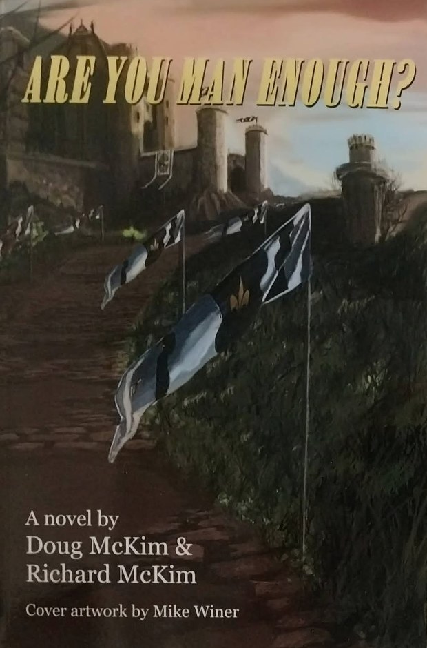 Cover of Are You Man Enough?: banners on a hillside below a castle